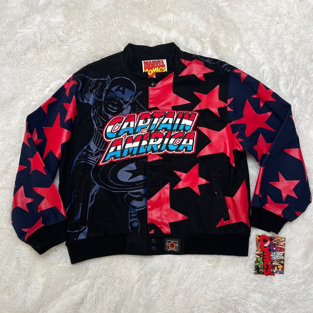 JH DESIGN CAPTAIN AMERICA YOUTH JACKET SIZE XL 11-12 THE AVENGERS